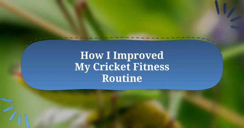 How I Improved My Cricket Fitness Routine