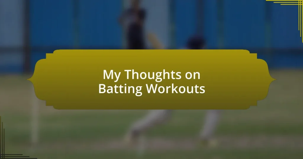 My Thoughts on Batting Workouts