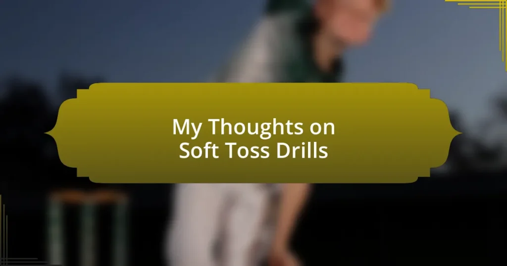 My Thoughts on Soft Toss Drills