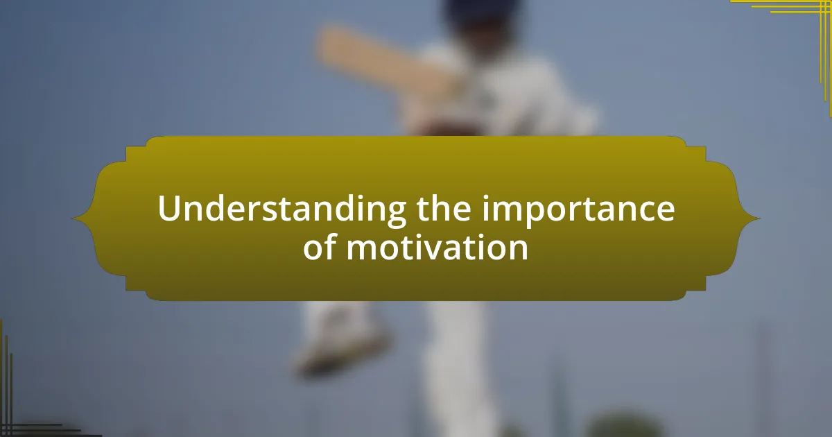 Understanding the importance of motivation