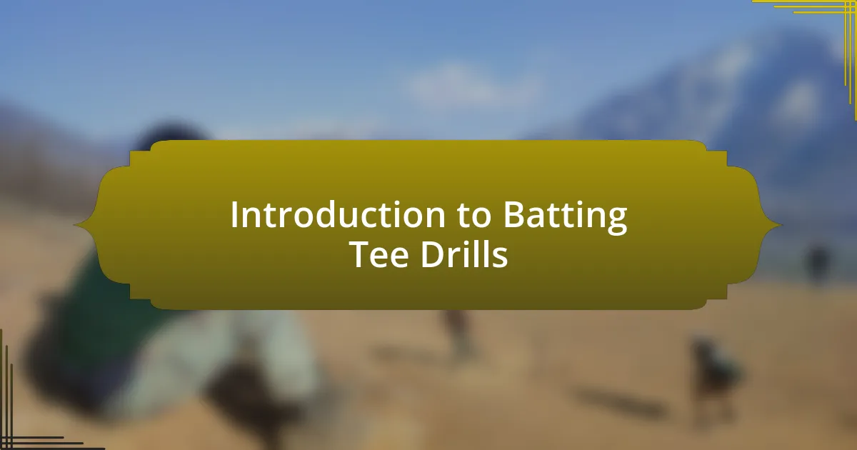 Introduction to Batting Tee Drills