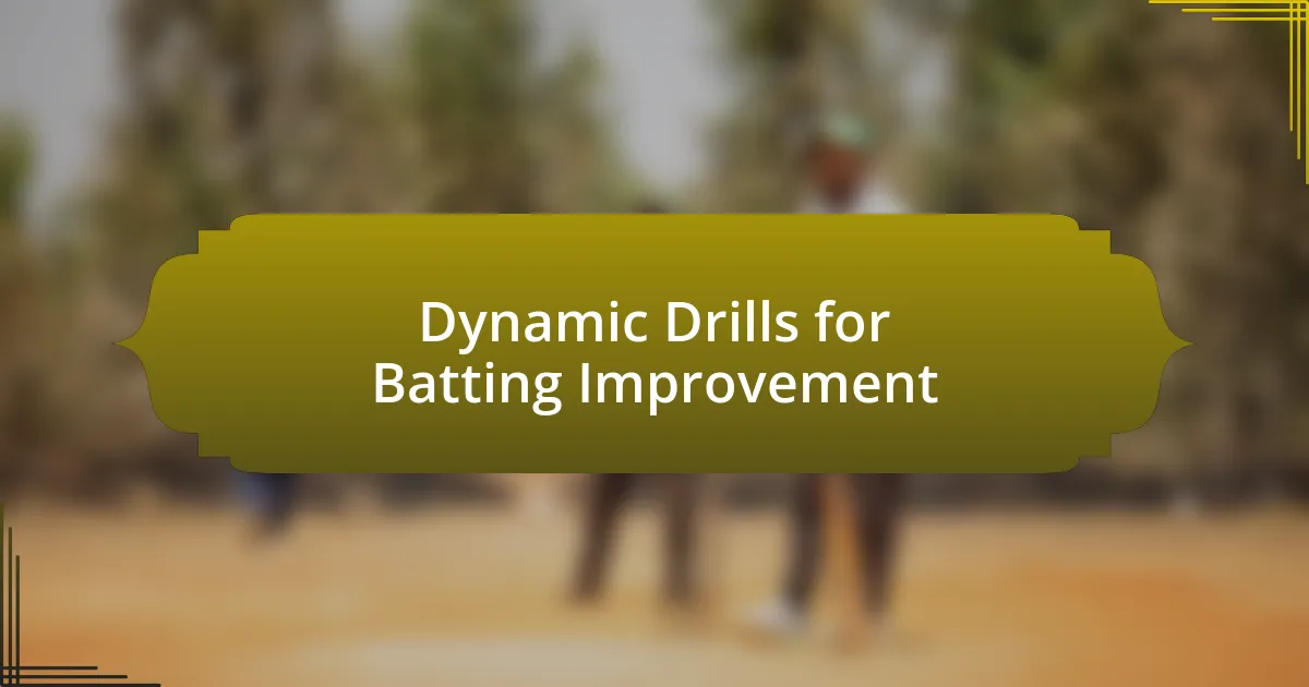 Dynamic Drills for Batting Improvement