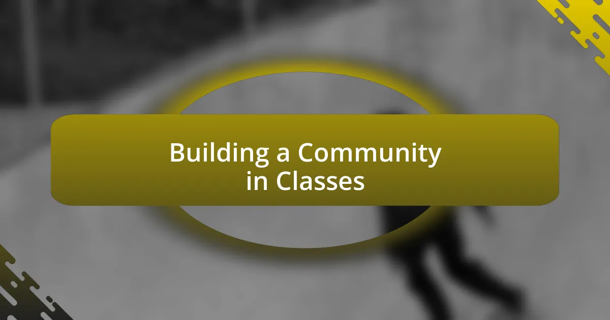 Building a Community in Classes